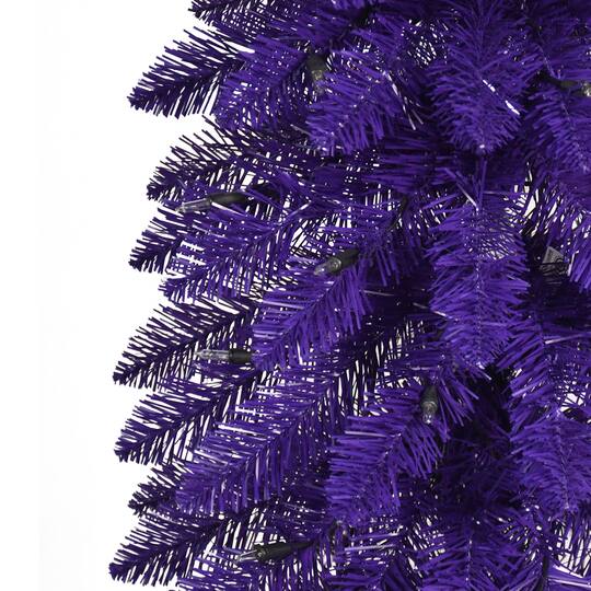 6ft. Pre-Lit Purple Alpine Pencil Artificial Christmas Tree, Clear Lights